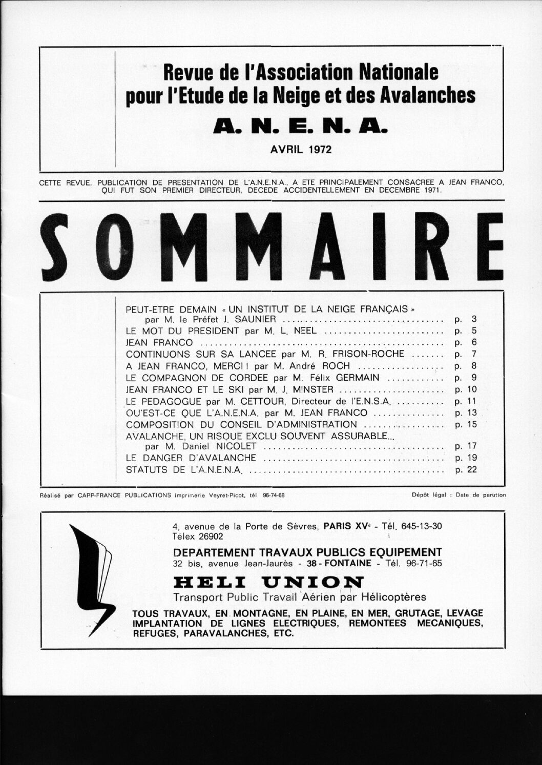 Revue numérique Neige & Avalanche n°001
