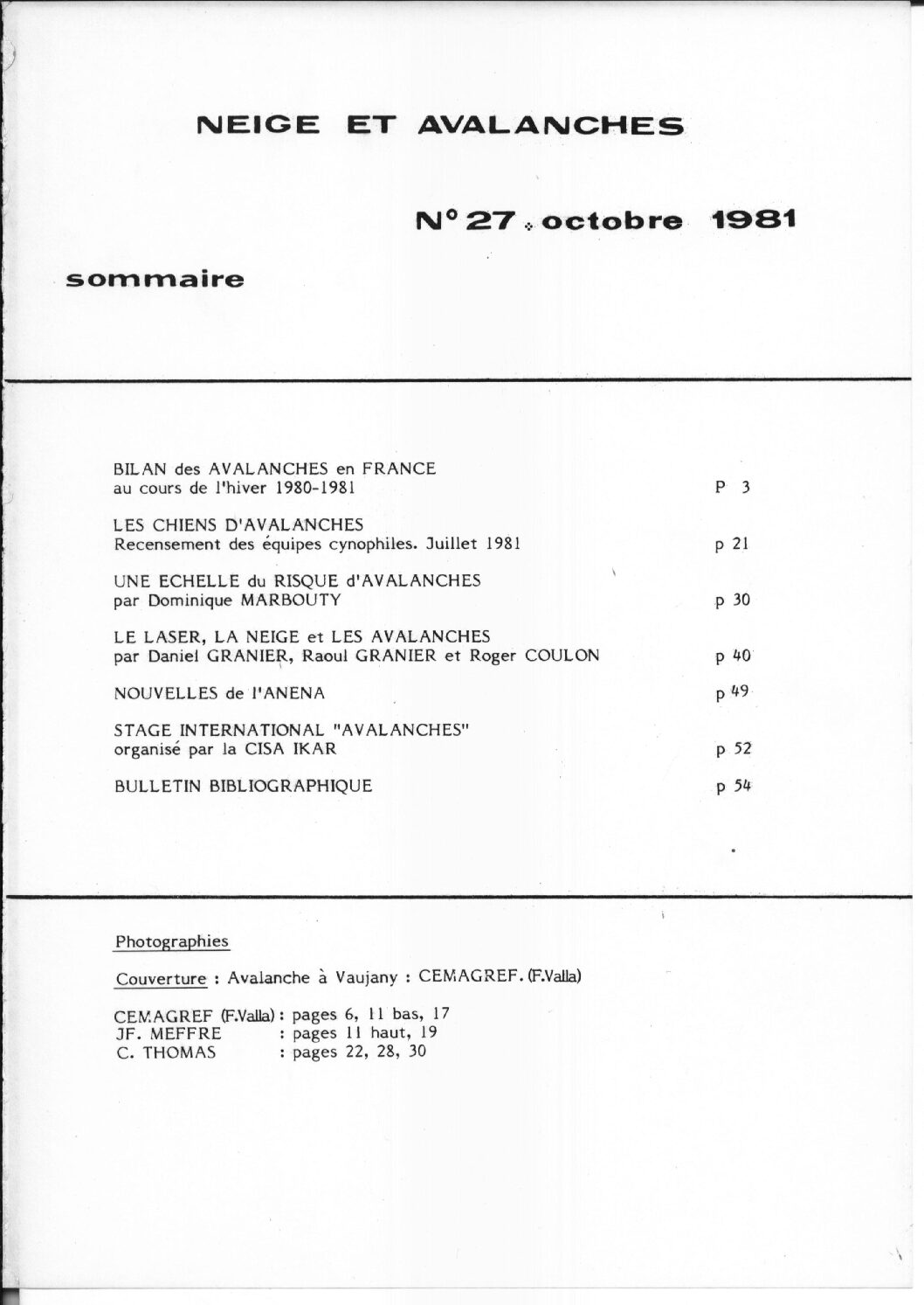 Revue numérique Neige & Avalanche n°027
