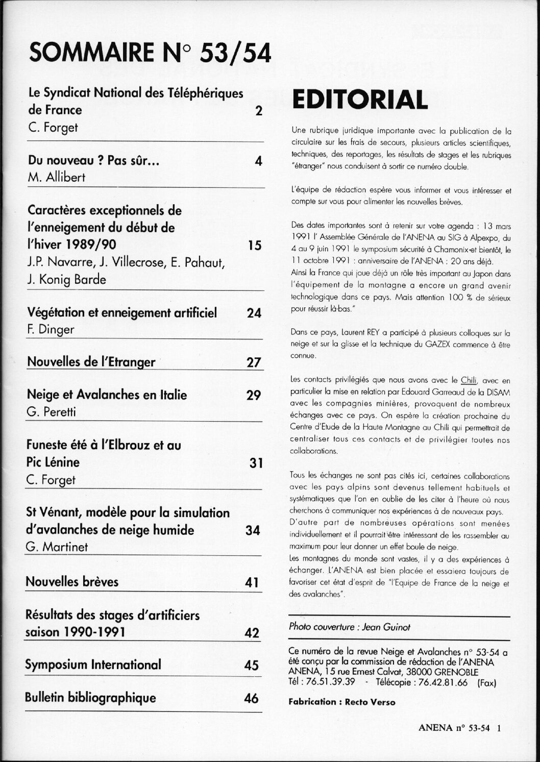 Revue numérique Neige & Avalanche n°053/n°054
