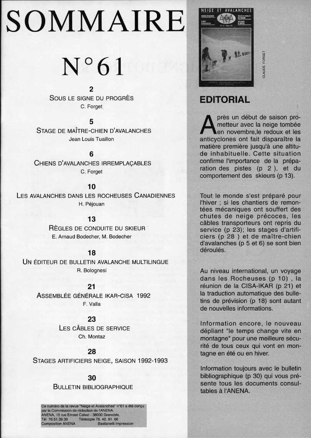 Revue numérique Neige & Avalanche n°061