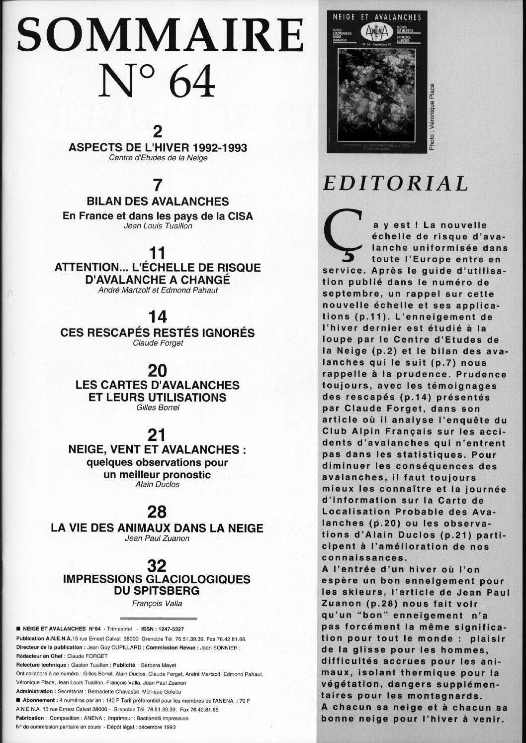 Revue numérique Neige & Avalanche n°064