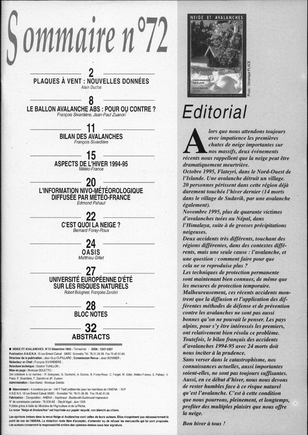 Revue numérique Neige & Avalanche n°072