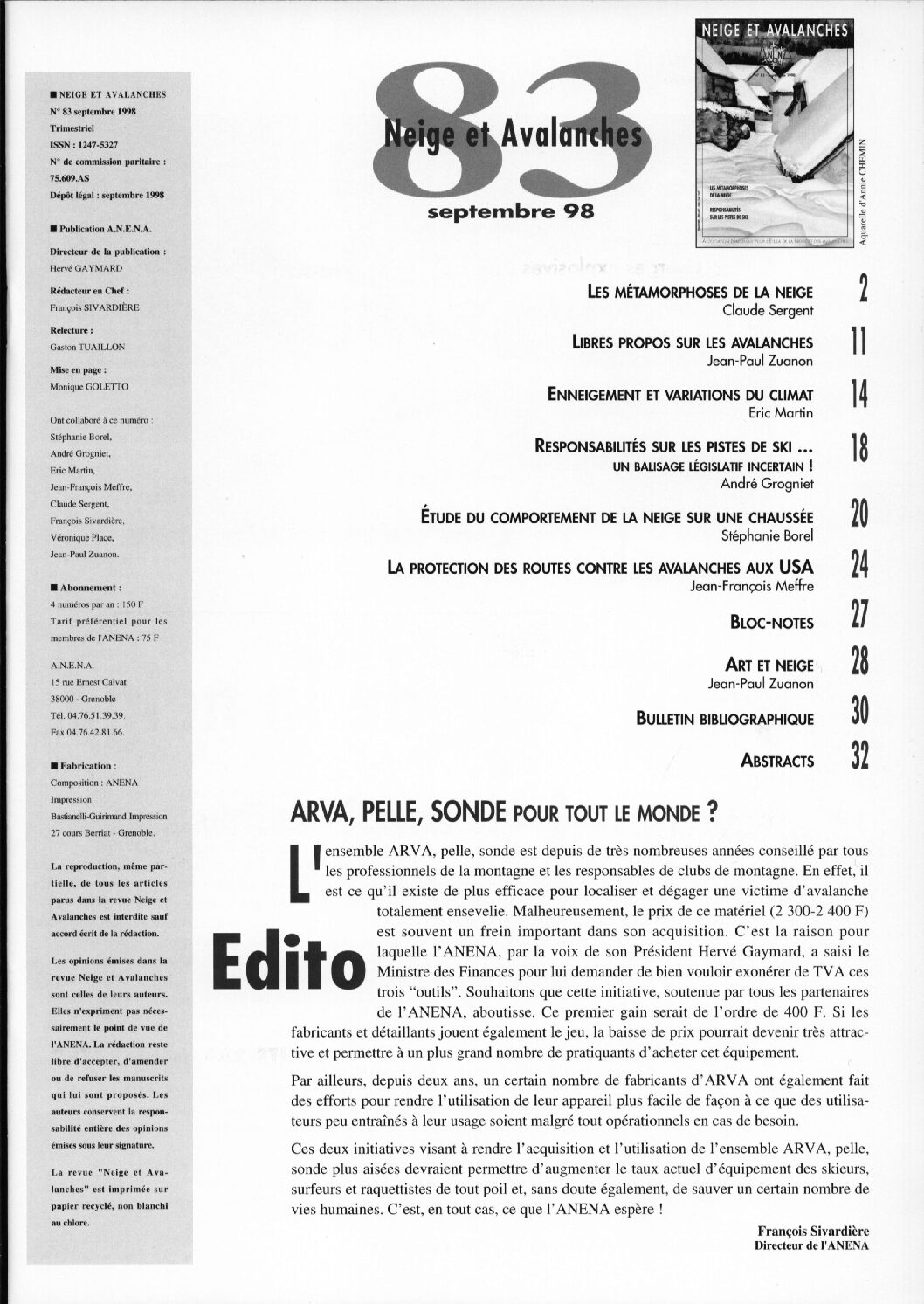 Revue numérique Neige & Avalanche n°083