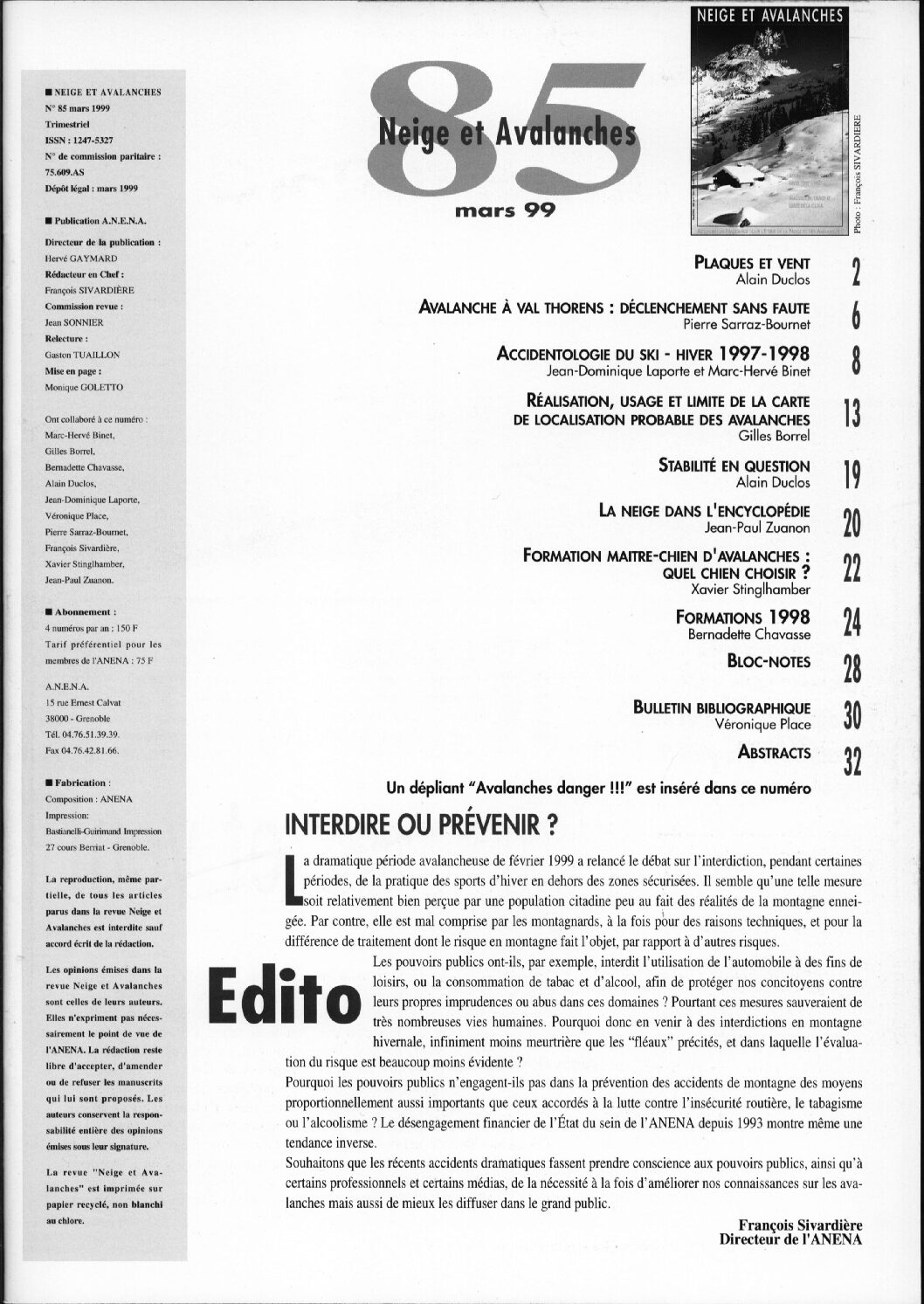 Revue numérique Neige & Avalanche n°085