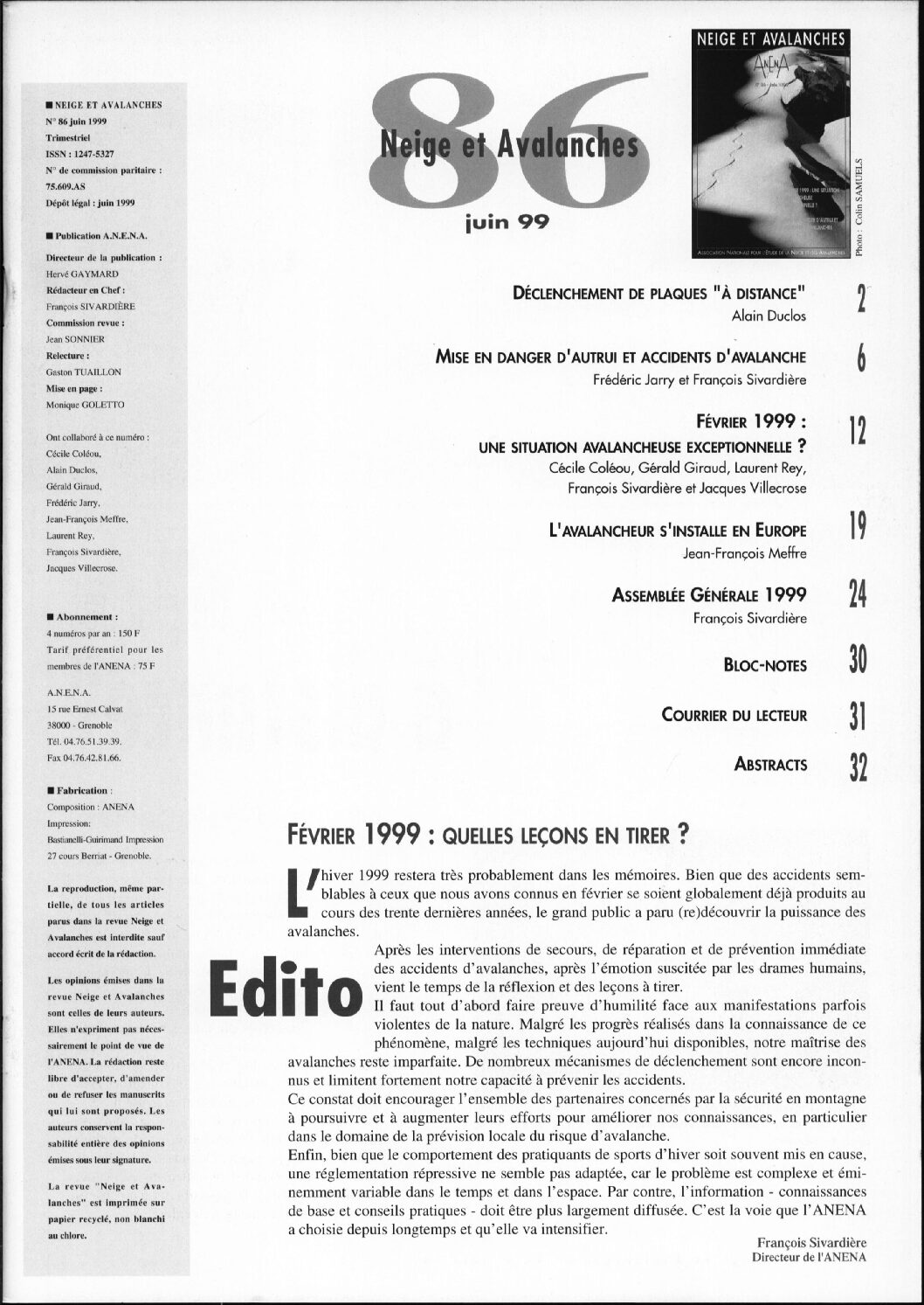 Revue numérique Neige & Avalanche n°086