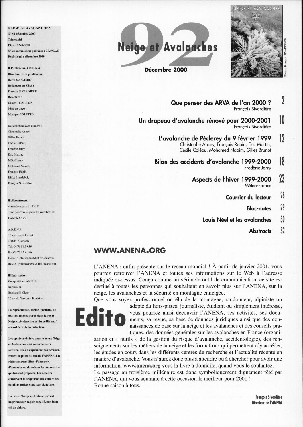 Revue numérique Neige & Avalanche n°092