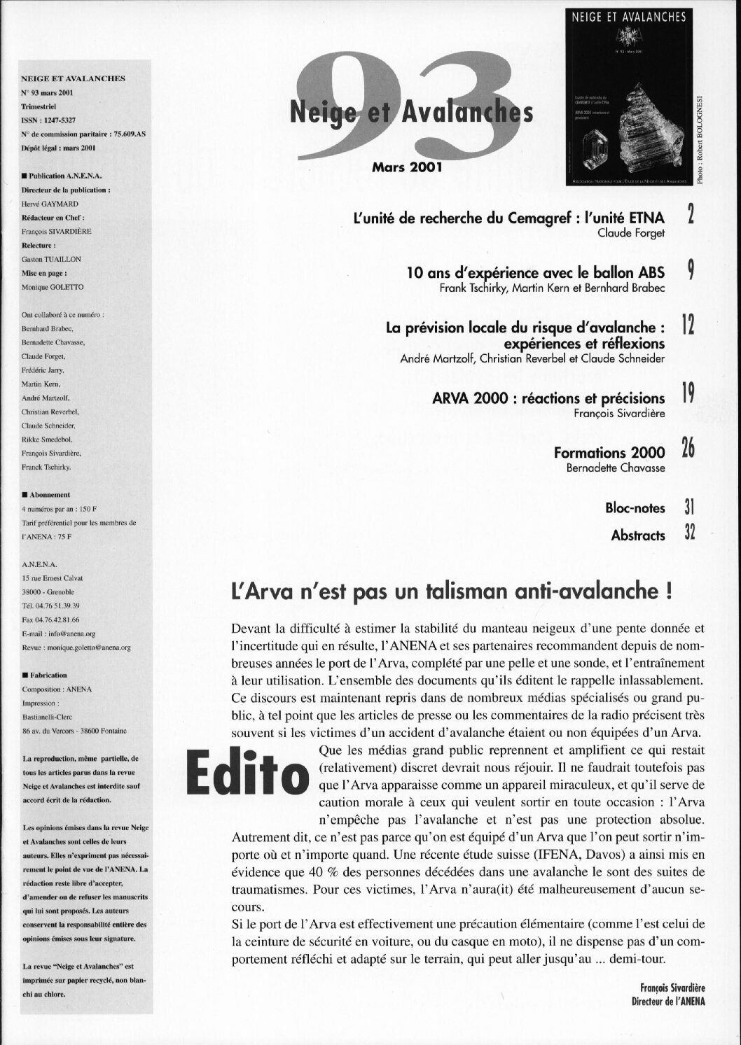 Revue numérique Neige & Avalanche n°093