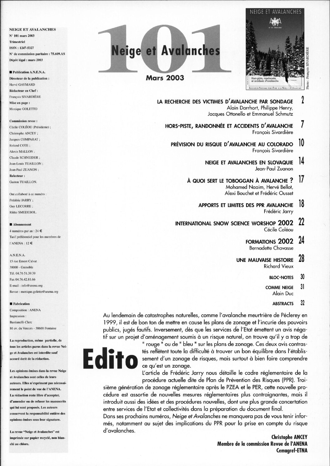 Revue numérique Neige & Avalanche n°101