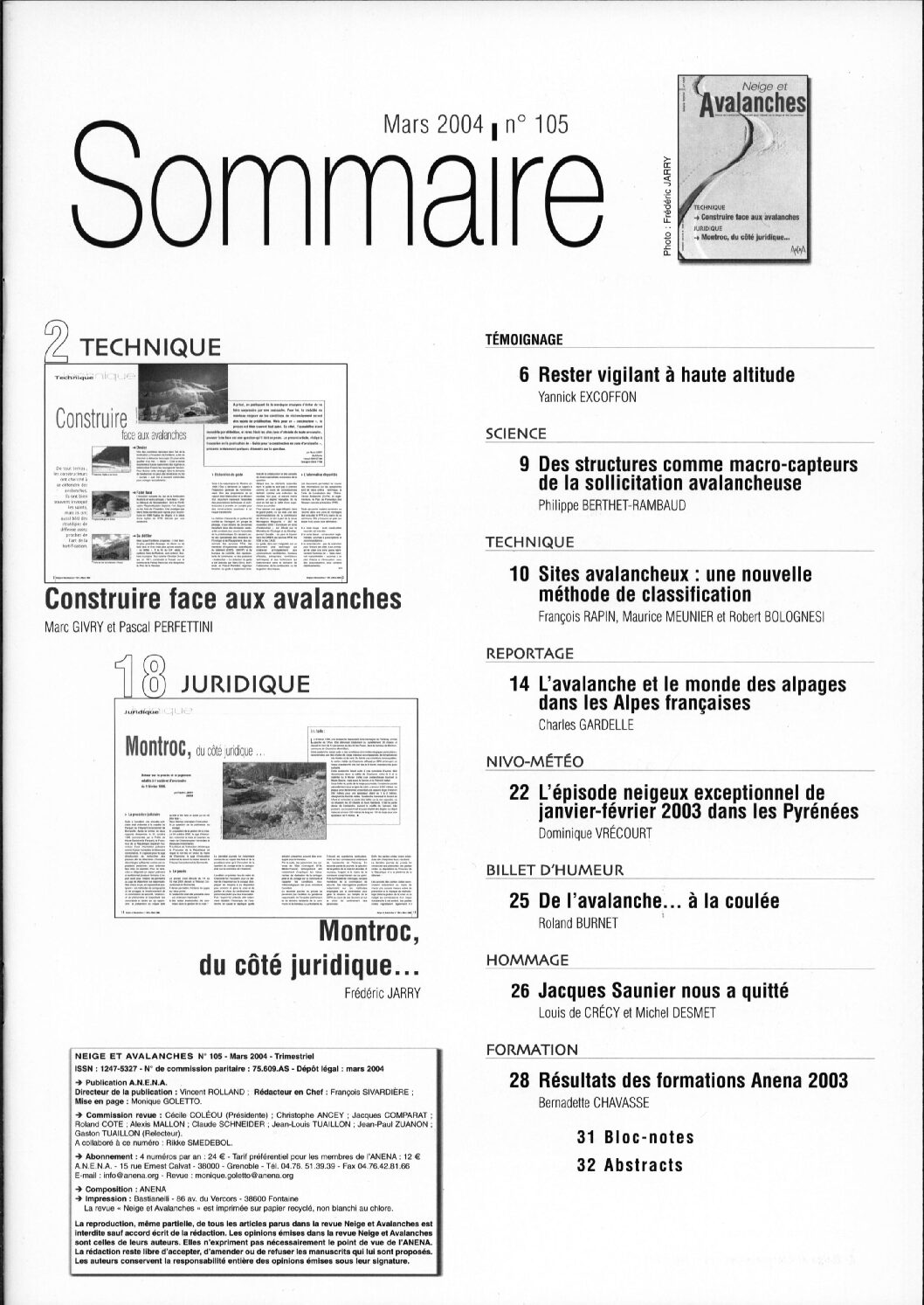 Revue numérique Neige & Avalanche n°105