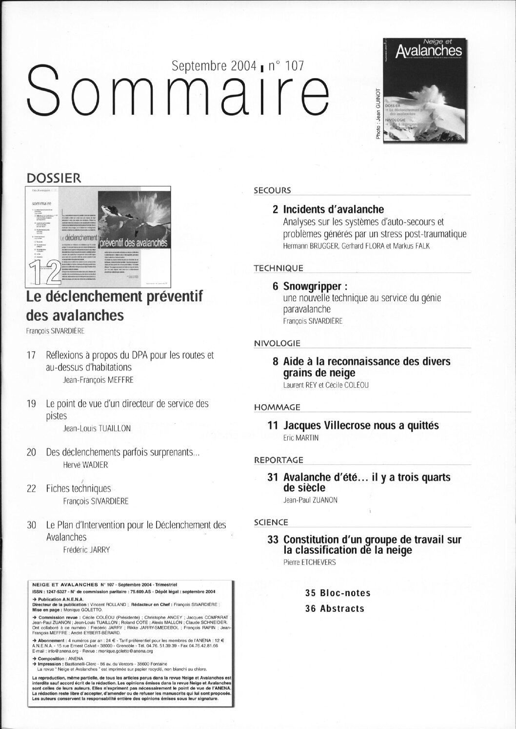 Revue numérique Neige & Avalanche n°107