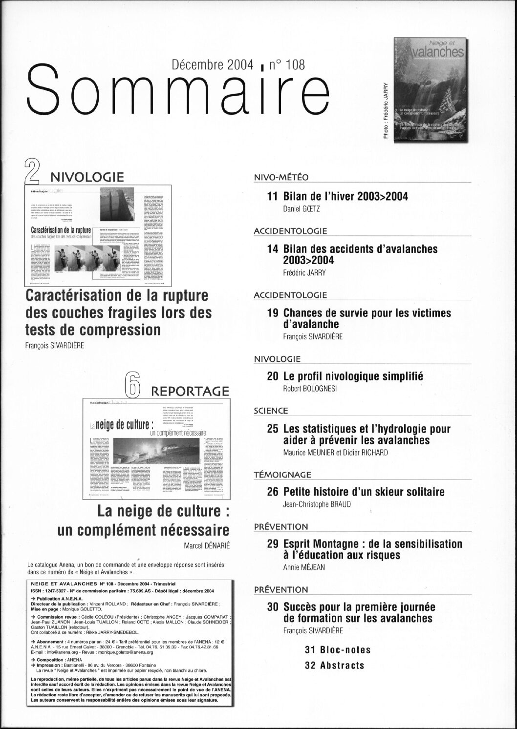 Revue numérique Neige & Avalanche n°108