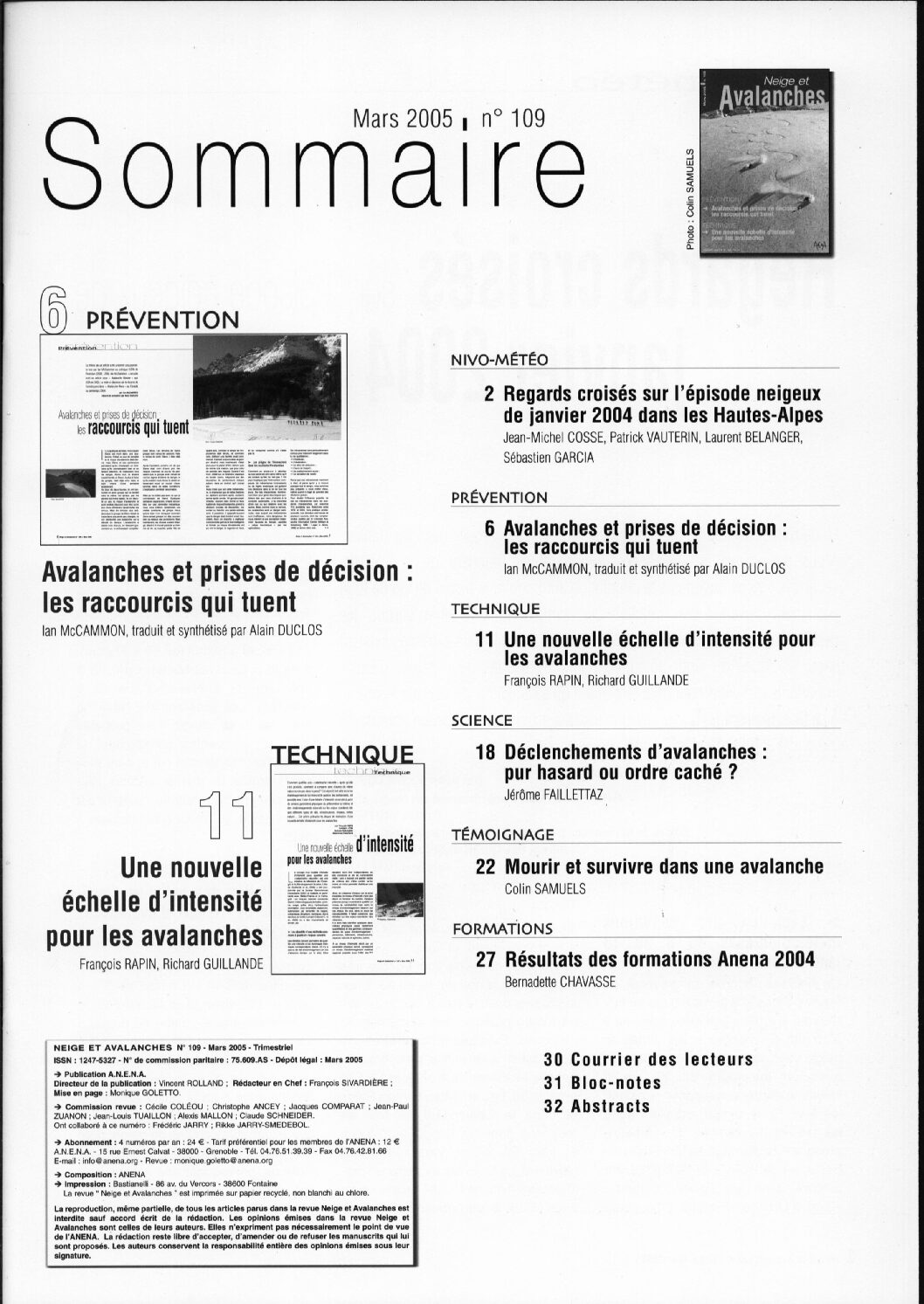 Revue numérique Neige & Avalanche n°109