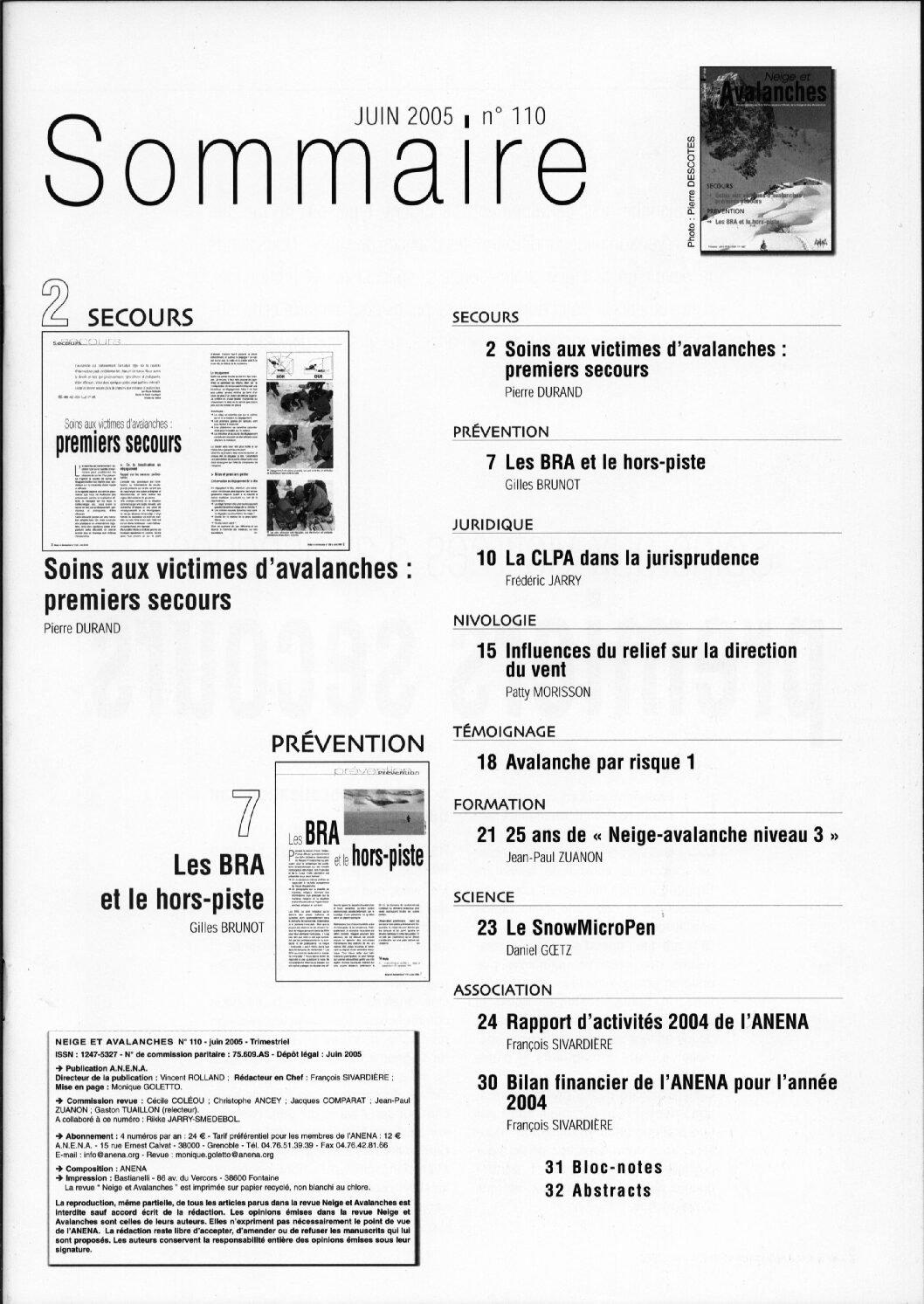 Revue numérique Neige & Avalanche n°110