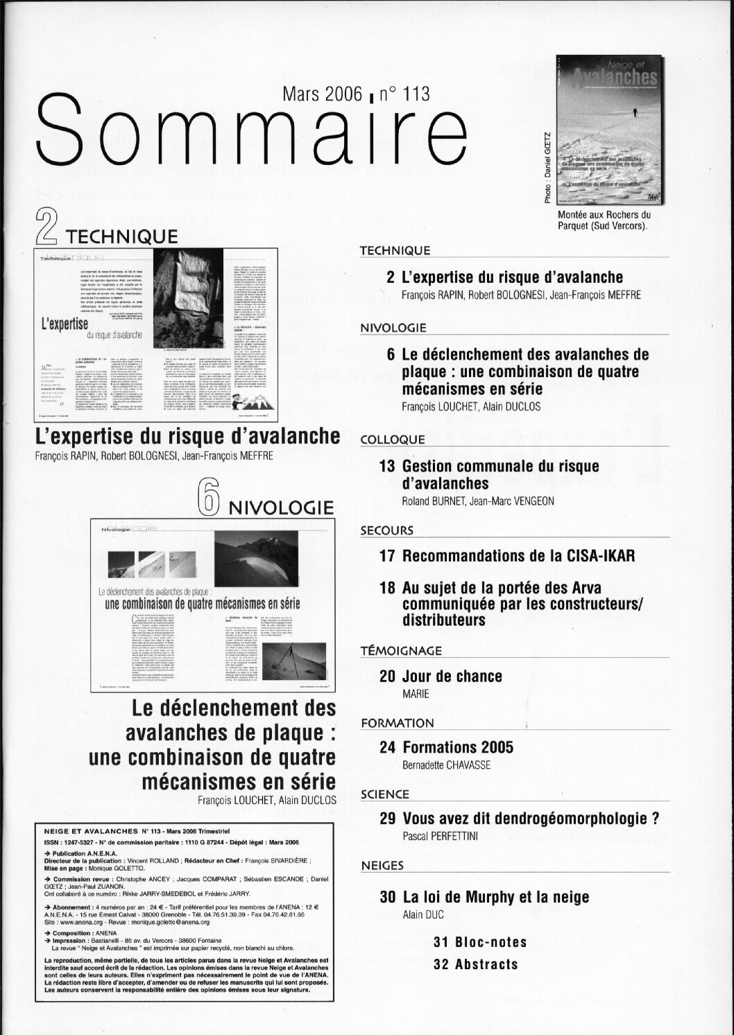 Revue numérique Neige & Avalanche n°113