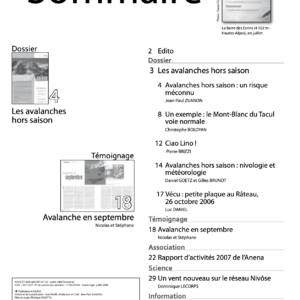 Revue numérique Neige & Avalanche n°122