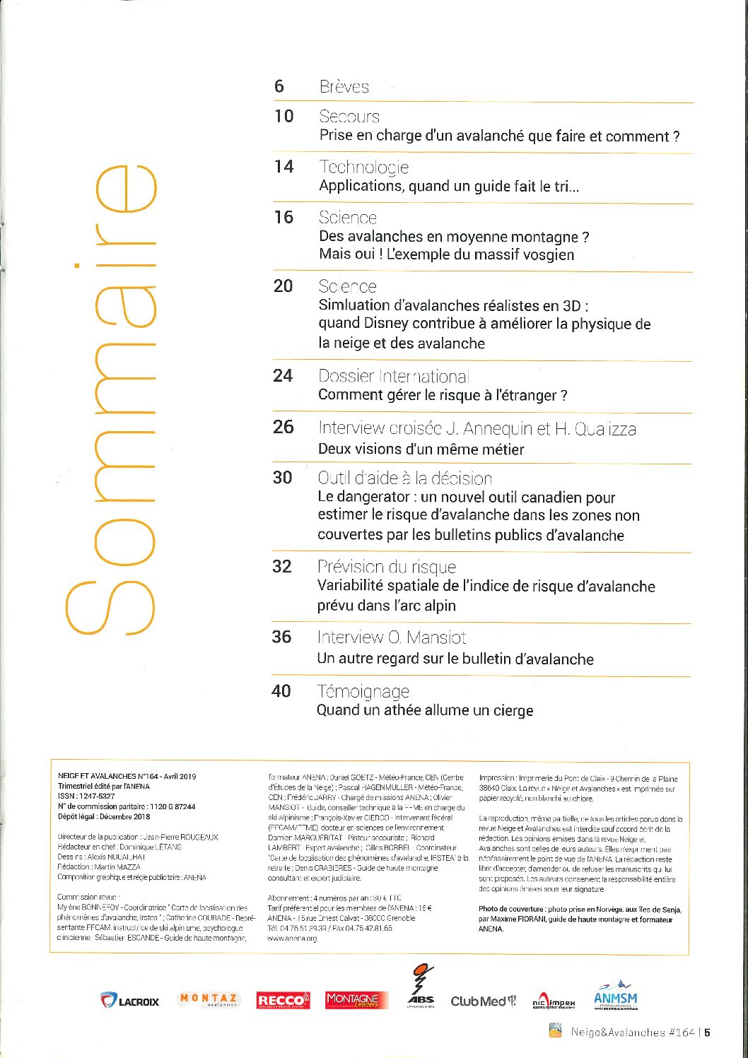 Revue numérique Neige & Avalanche n°164
