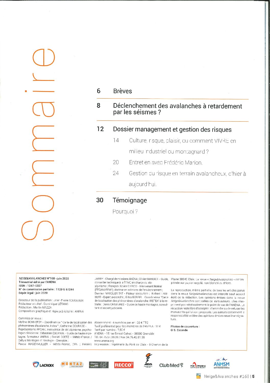 Revue numérique Neige & Avalanche n°168