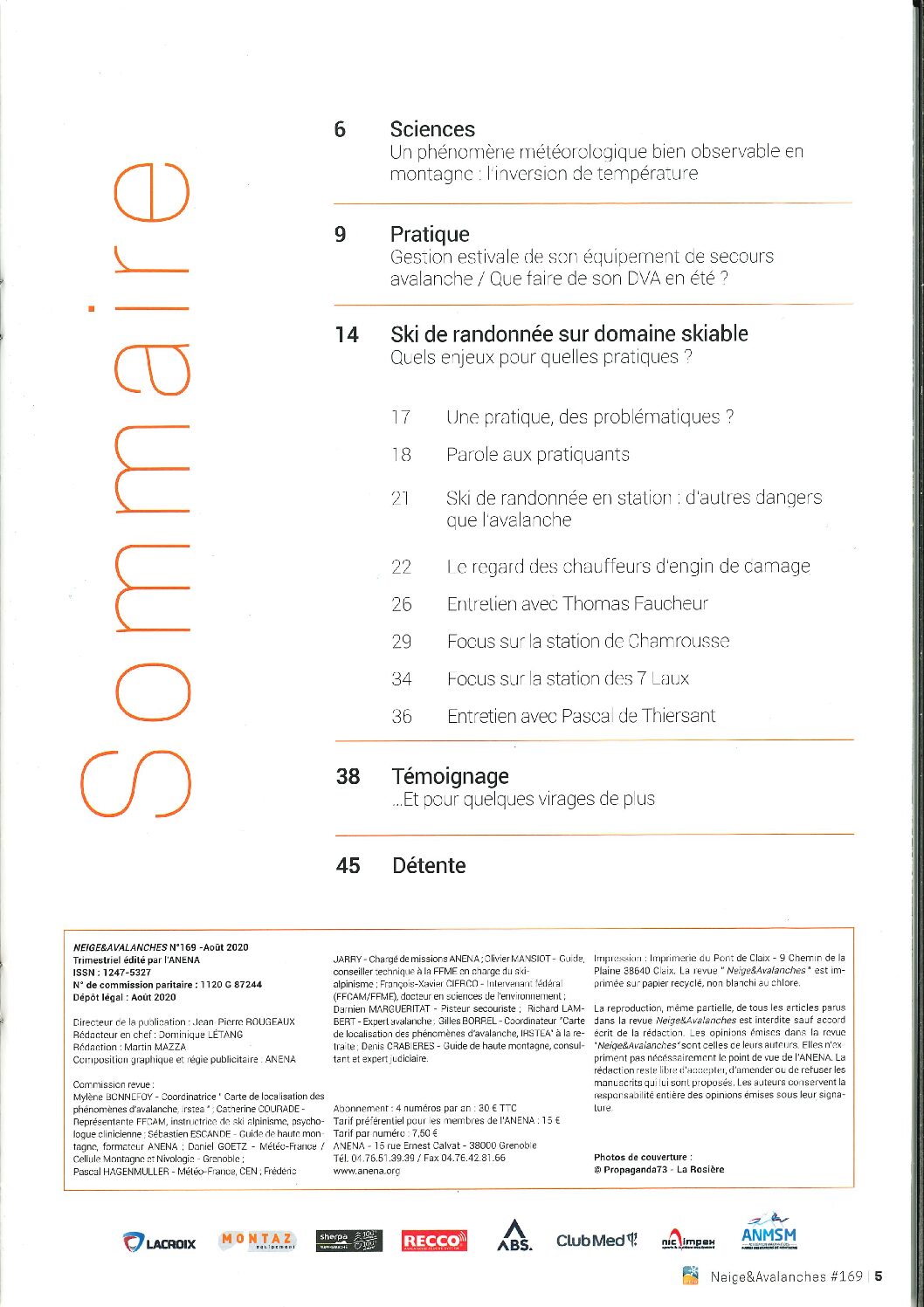 Revue numérique Neige & Avalanche n°169