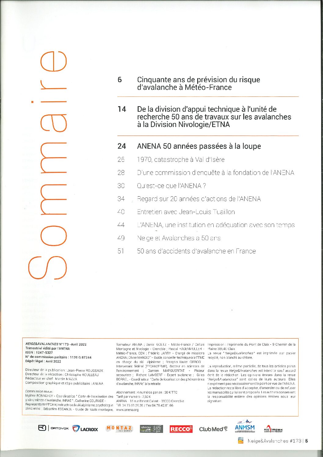 Revue numérique Neige & Avalanche n°173