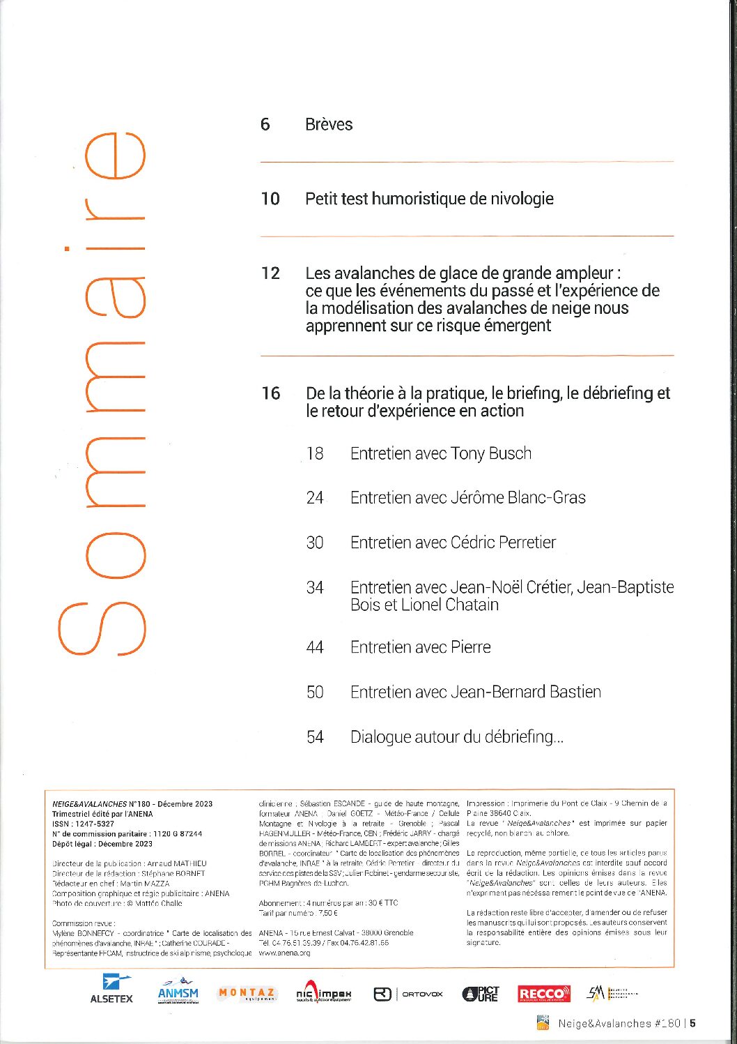Revue numérique Neige & Avalanche n°180