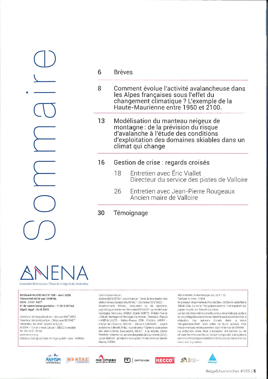 Revue numérique Neige & Avalanche n°189